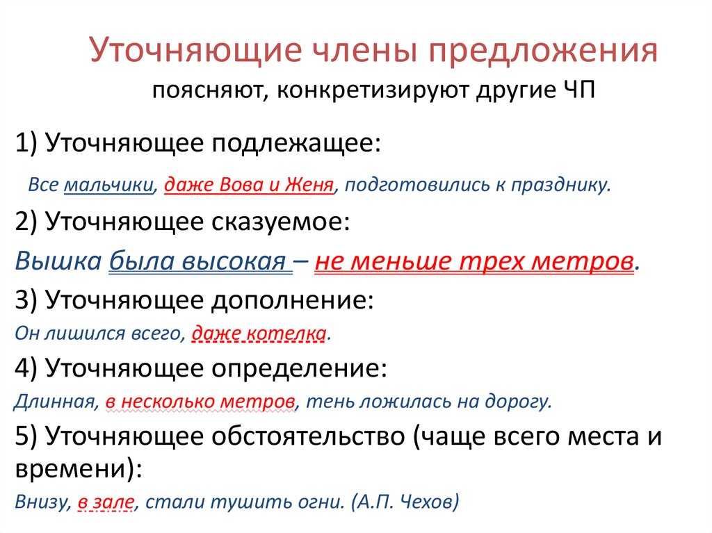Запомнили ли вы уточняющие члены предложения