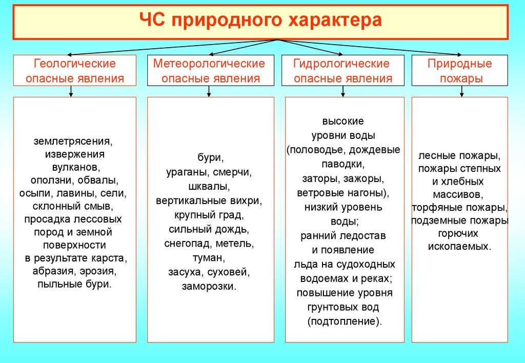 Чс природного характера: виды и классификация