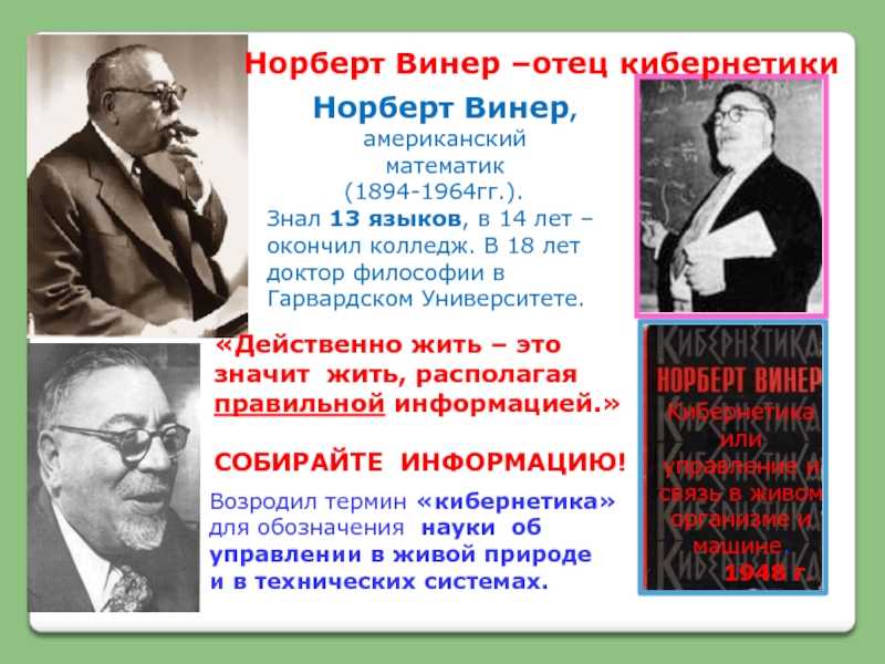 Норберт винер: от кибернетики к информационным процессам