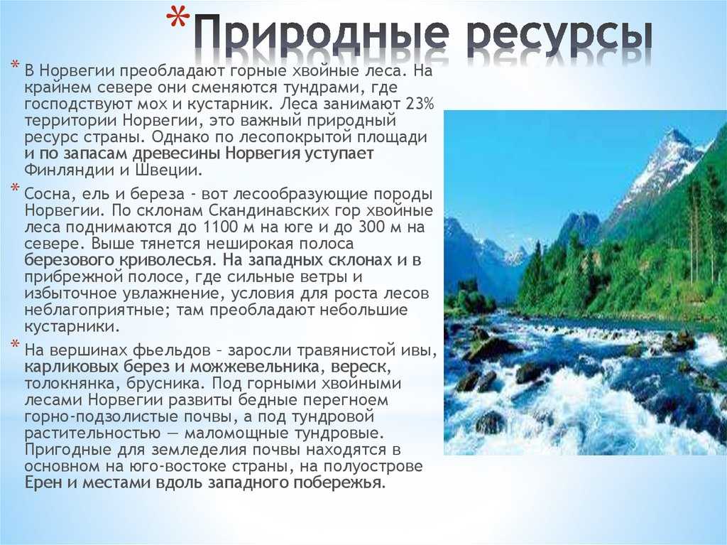 Природные ресурсы норвегии (кратко)