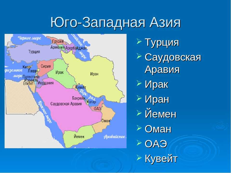 Страны юго-западной азии: географическое положение, этнический состав и особенности государств