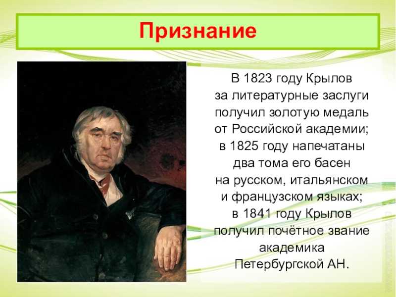 Краткая биография ивана крылова для школьников