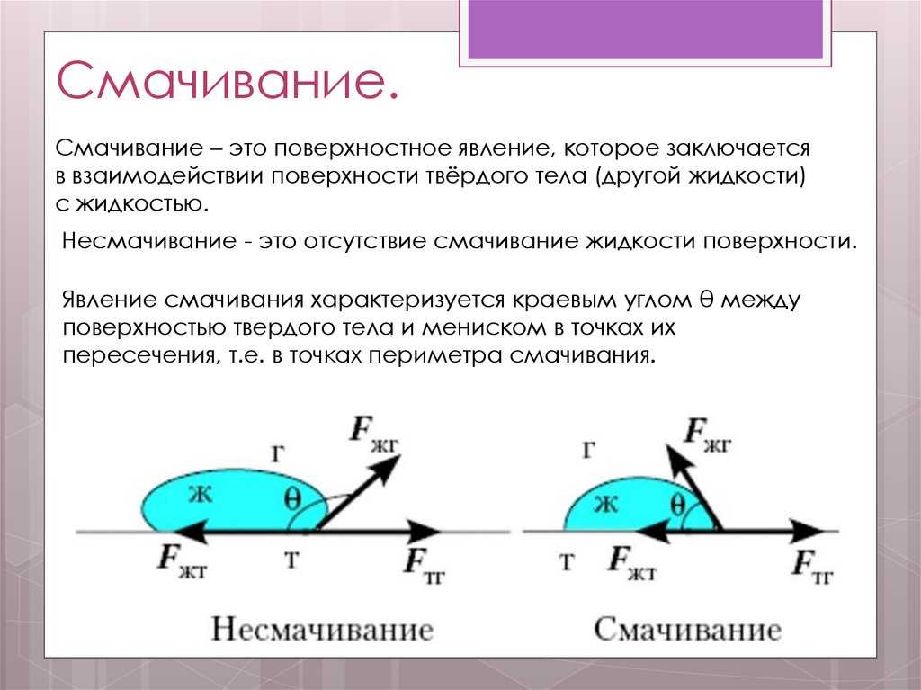 Смачивание и несмачивание. физика 10 класс. профильный уровень. мякишев