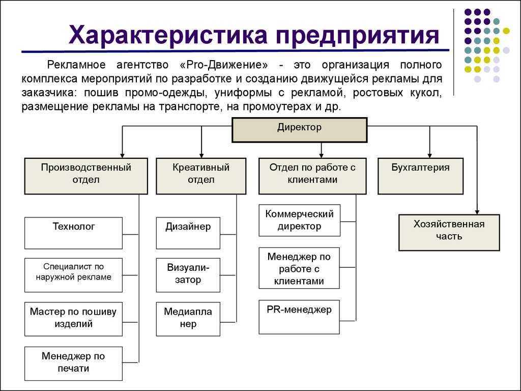 Дайте мне образец или схему структуры предприятия