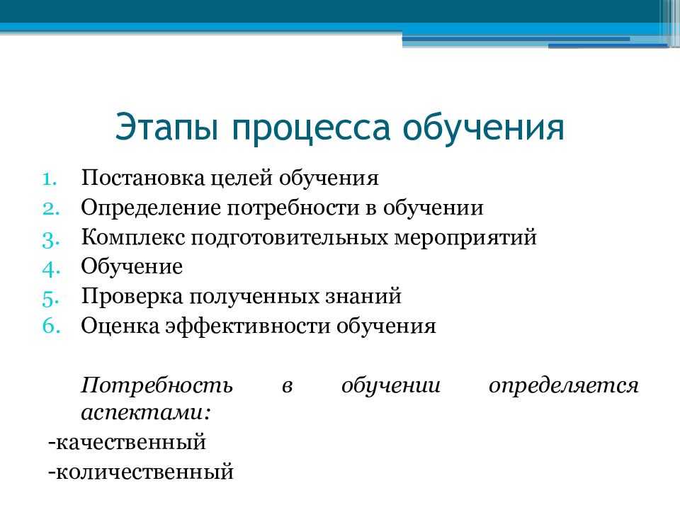 В учебном процессе реализация плана обучения этап