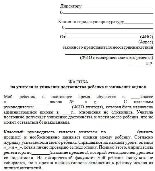 Как подать коллективную жалобу на ребенка в школе при нарушении учеником норм поведения