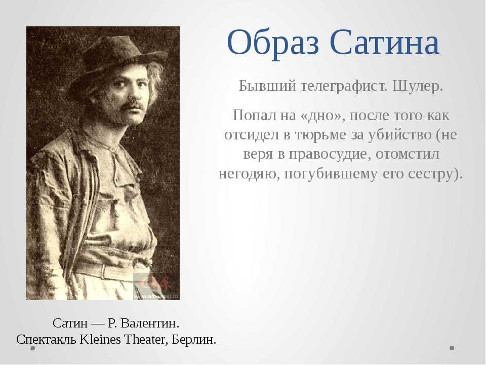 Образ и характеристика сатина в пьесе на дне горького сочинение
