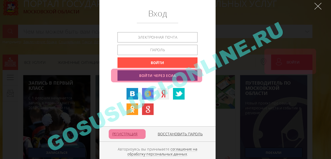 Через есиа московской. Запись в первый класс через ЕСИА. МОСРЕГ услуги Московской области личный кабинет зайти через ЕСИА. Электронный детский сад Московской области вход в систему. Быстроденьги вход через ЕСИА.